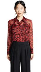 Diane Von Furstenberg Long Sleeve Chiffon Blouse