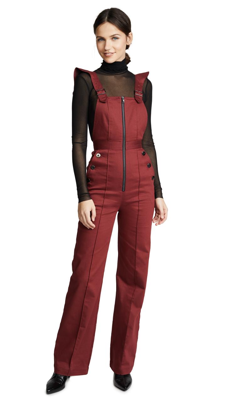 Self Portrait Burgundy Dungarees
