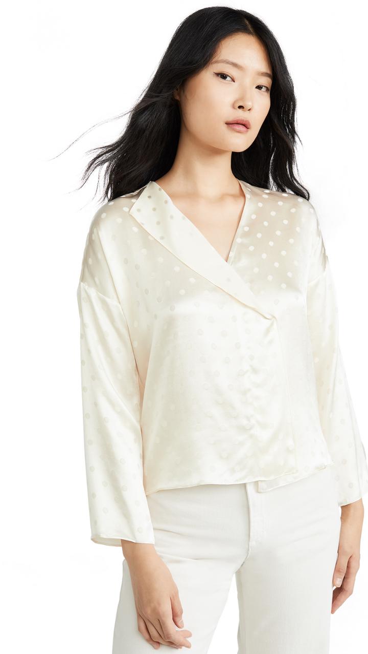 Vince Halo Dot Drape Blouse