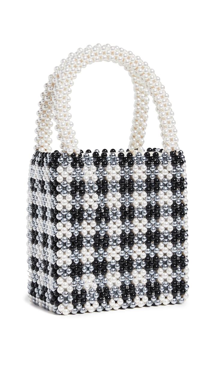 Shrimps Willow Gingham Beaded Bag
