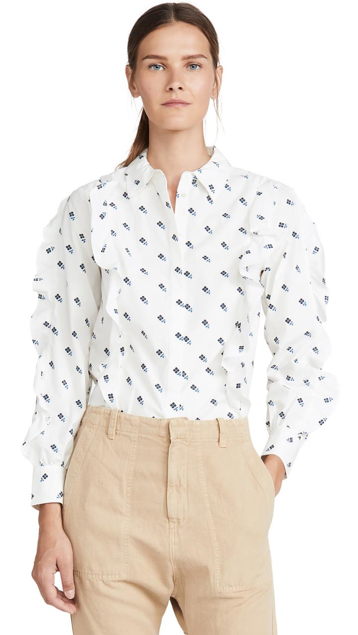 Scotch Soda Maison Scotch Clean Cotton Ruffled Top