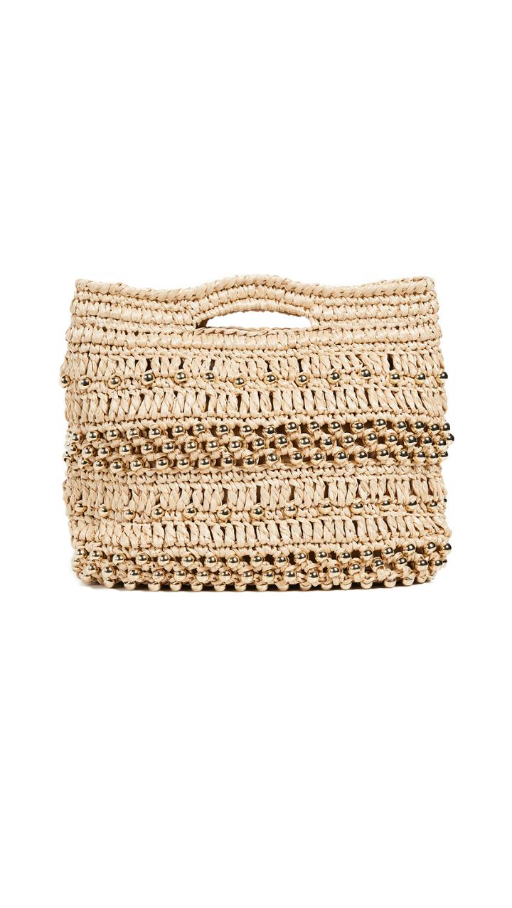 Caterina Bertini Woven Clutch With Polished Beads