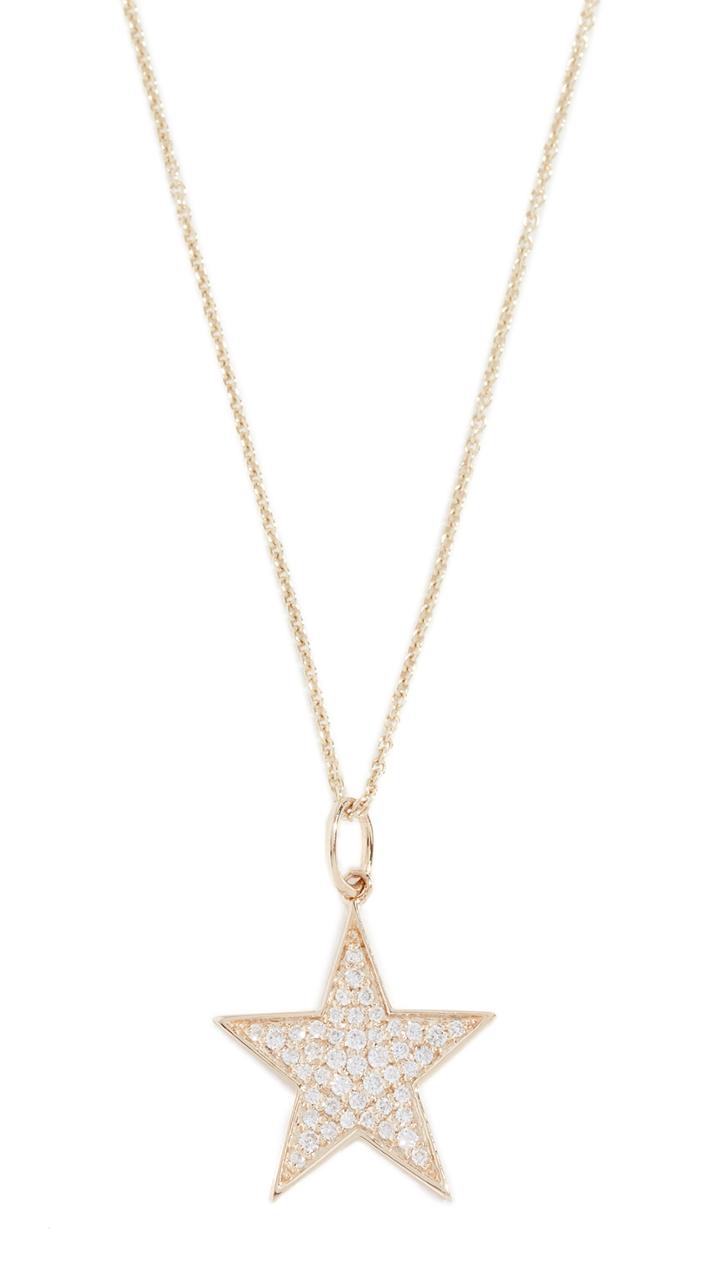 Sydney Evan 14k Medium Pave Star Necklace