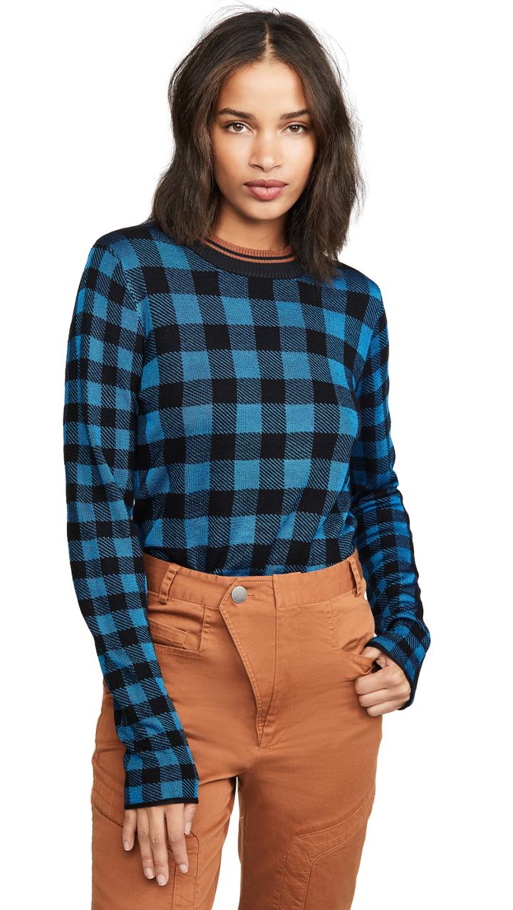 Scotch Soda Maison Scotch High Neck Check Pattern Sweater