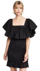 Solid Striped Mini Ruffle Dress