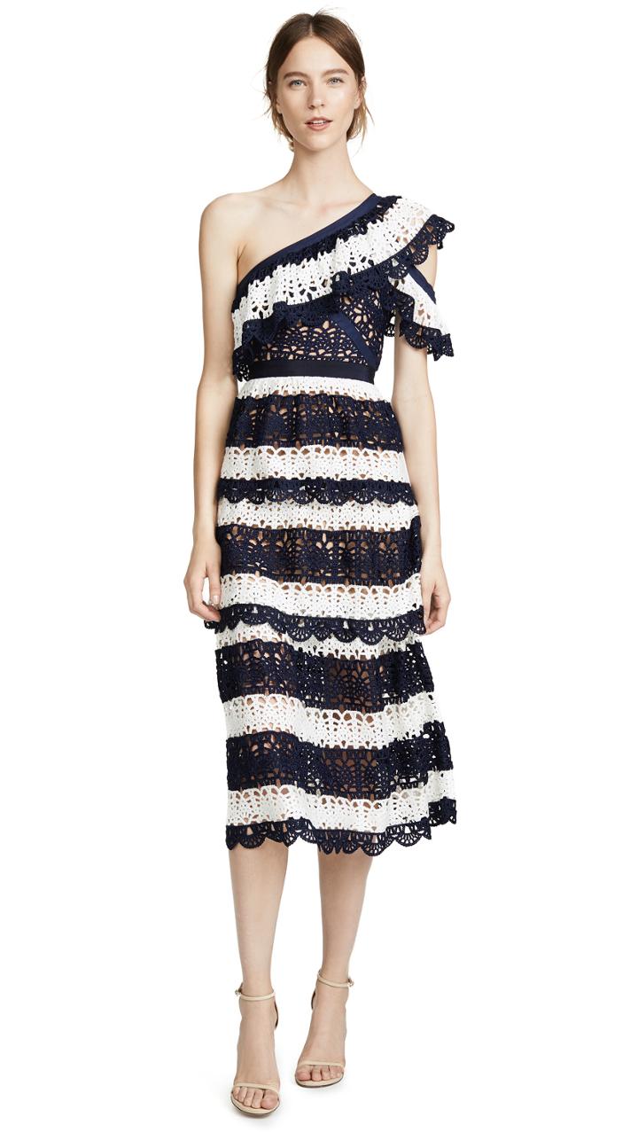 Self Portrait Striped Crochet Dress