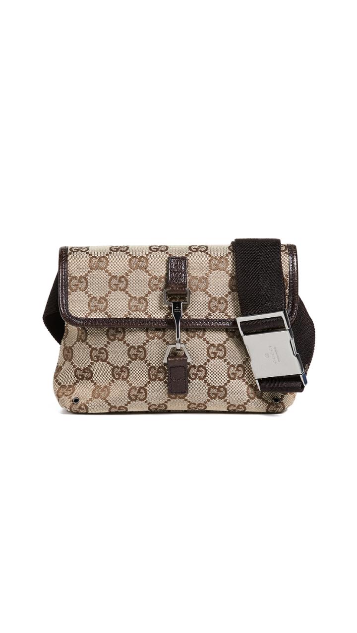 What Goes Around Comes Around Gucci Brown Canvas Belt Bag