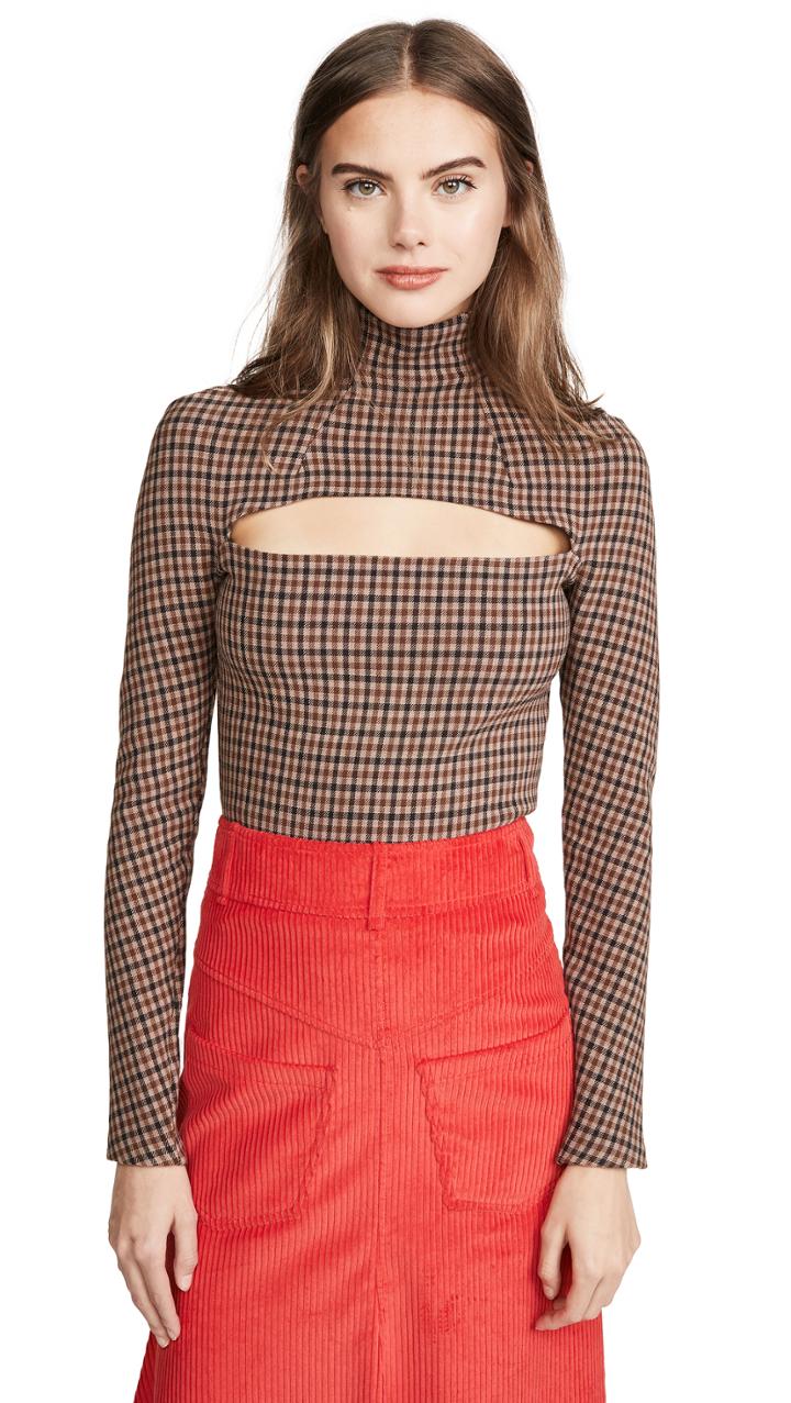 A W A K E Mode Gingham Mailbox Turtleneck Top