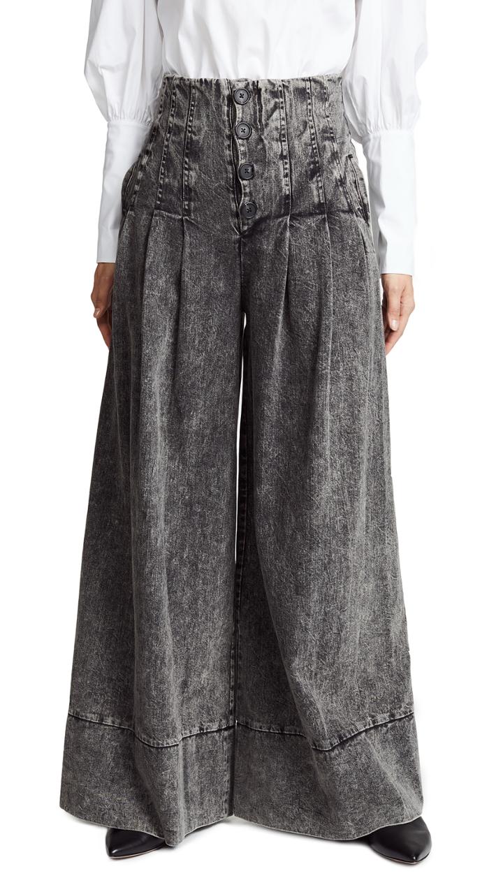 Sea Noir Denim High Waisted Corset Pants