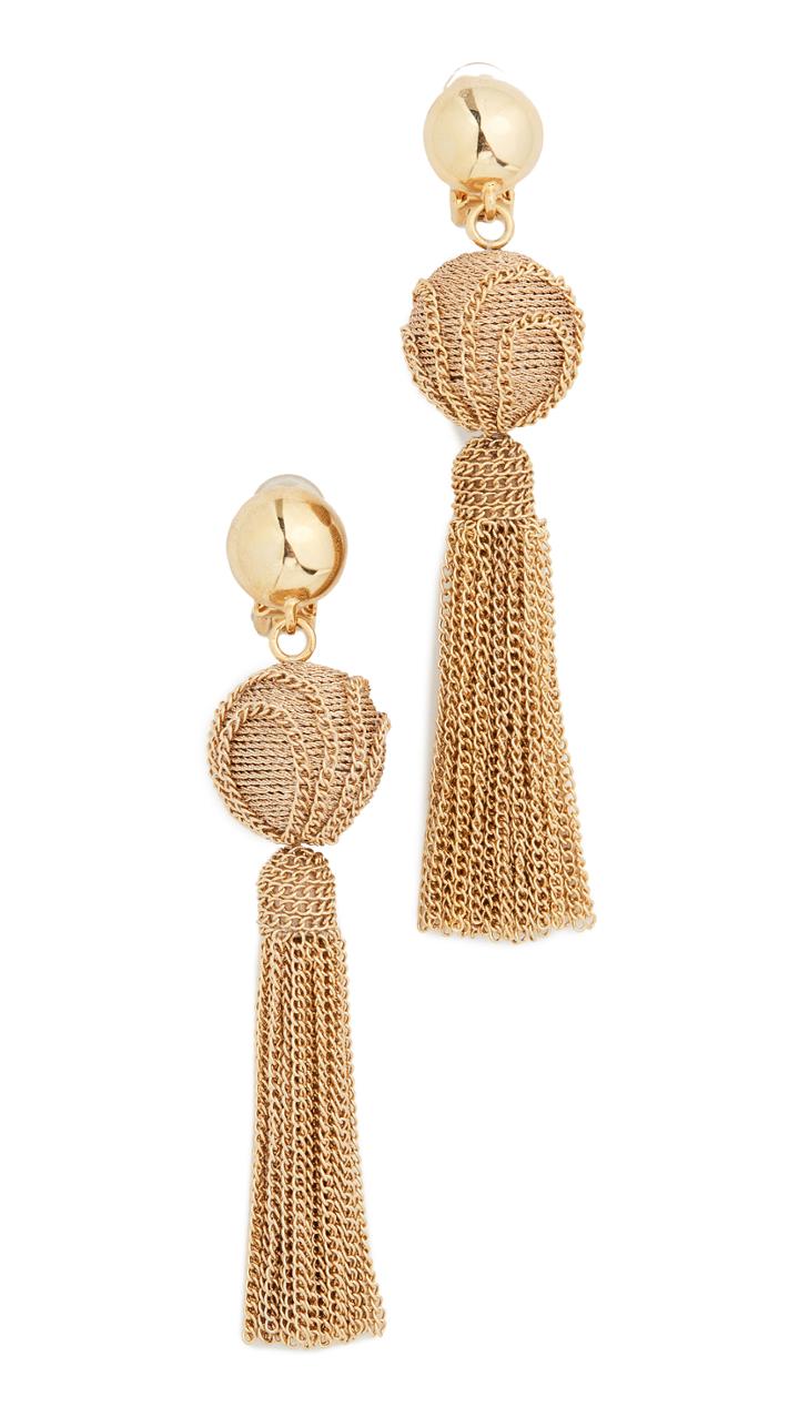 Oscar De La Renta Chain Tassel Earrings