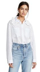 Michaela Buerger Ruffle Trim Collared Button Down Shirt