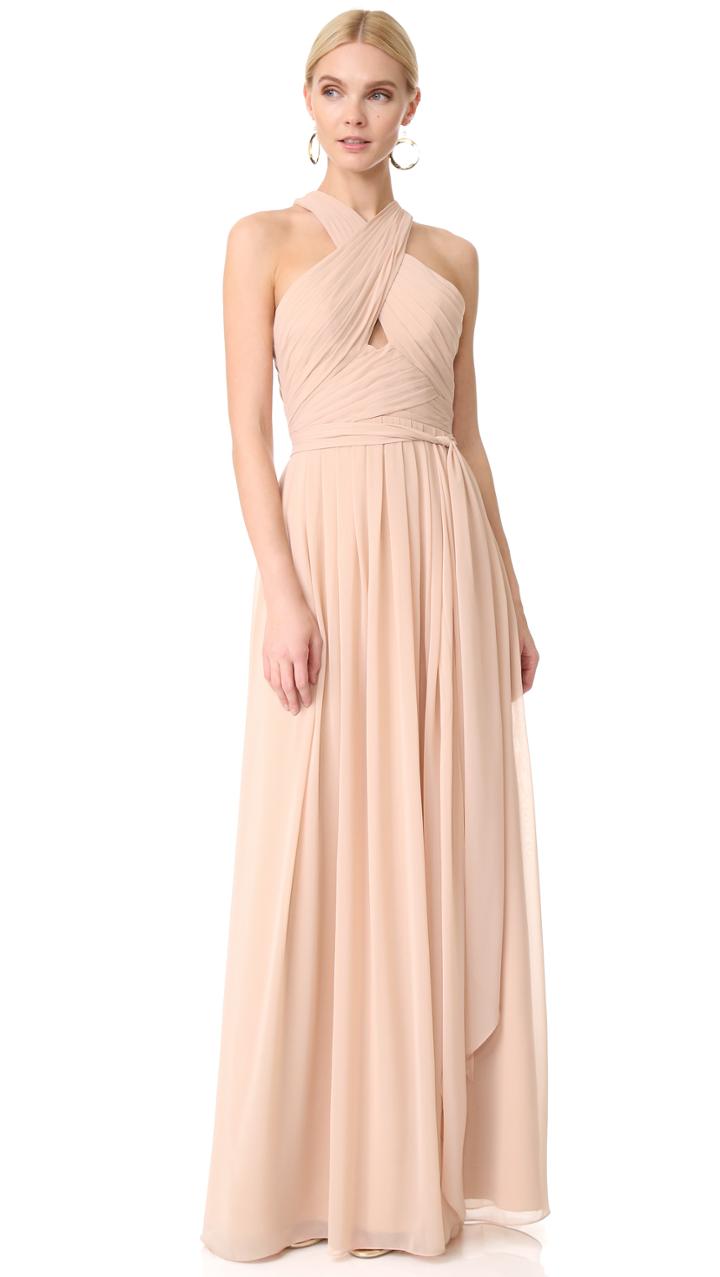 Monique Lhuillier Bridesmaids Halter Gown With Cutout