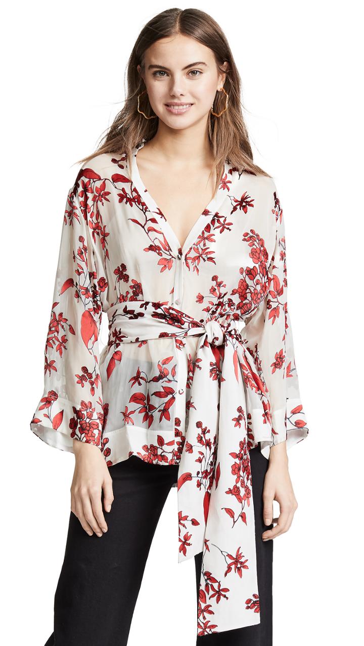 Alice Olivia Rosario Tie Waist Kimono Top
