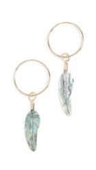 Jacquie Aiche 14k Feather Charm On Small Tube Hoop Earrings