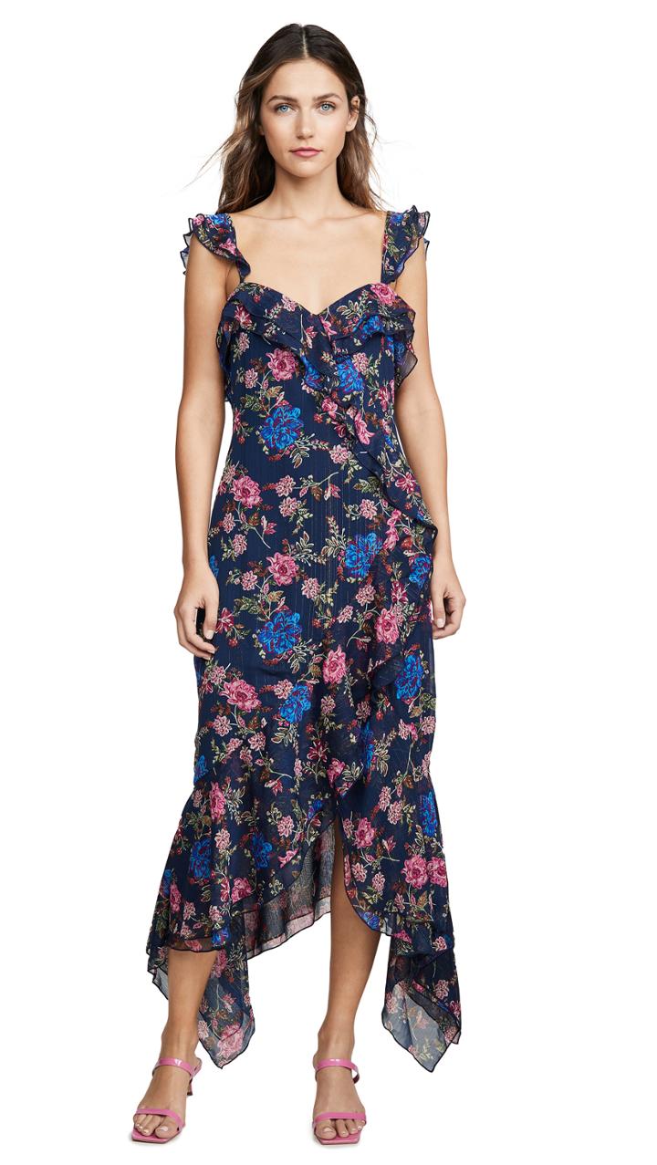 Wayf Issy Ruffle Strap Midi Dress