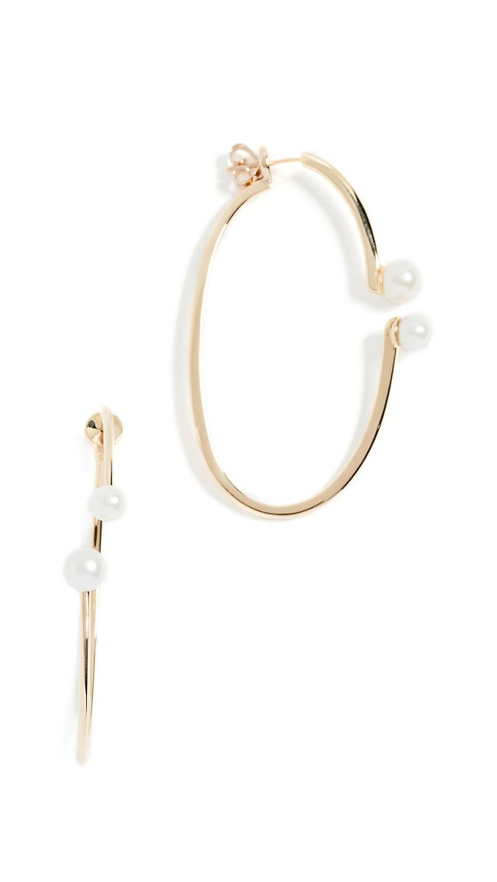 Paige Novick 18k Gold Hoop Earrings With Freshwater Cultured Pearls