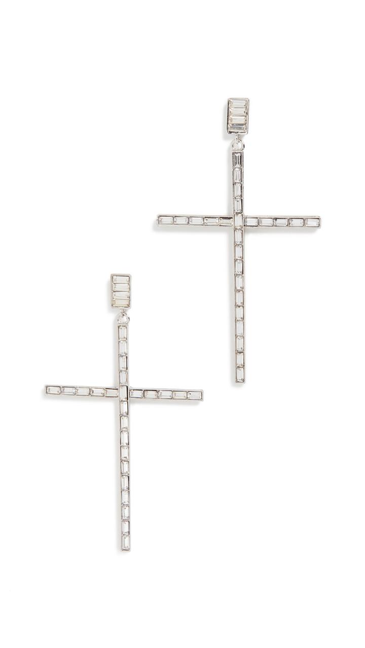 Kenneth Jay Lane Linear Baguette Cross Earrings