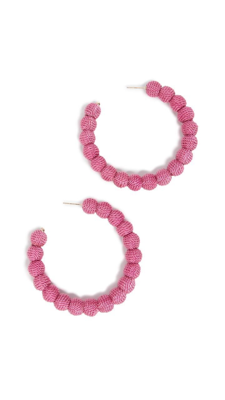 Kenneth Jay Lane Threaded Ball Hoops