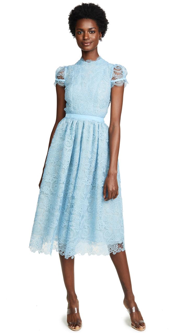 Costarellos Gossamer Lace Dress
