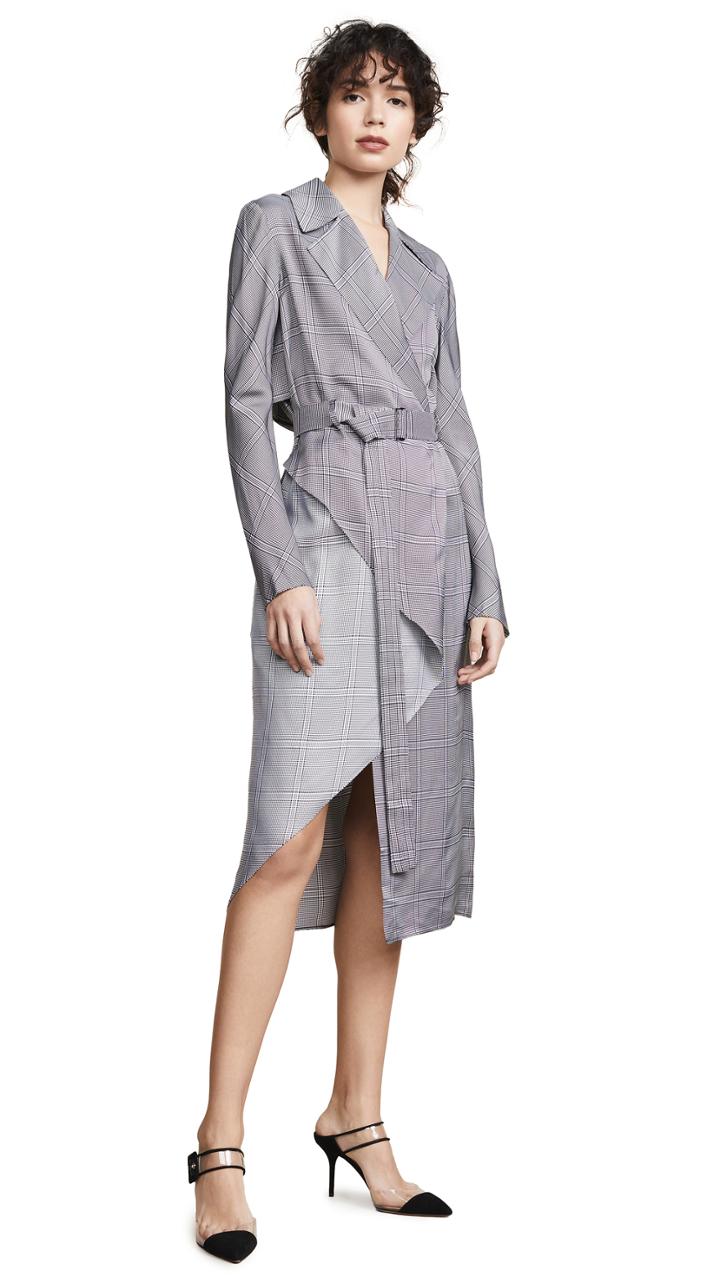 Dion Lee Check Bias Fold Trench Dress