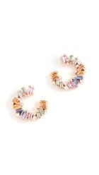 Suzanne Kalan 18k Rose Gold Pastel Rainbow Fireworks Spiral Hoop Earrings