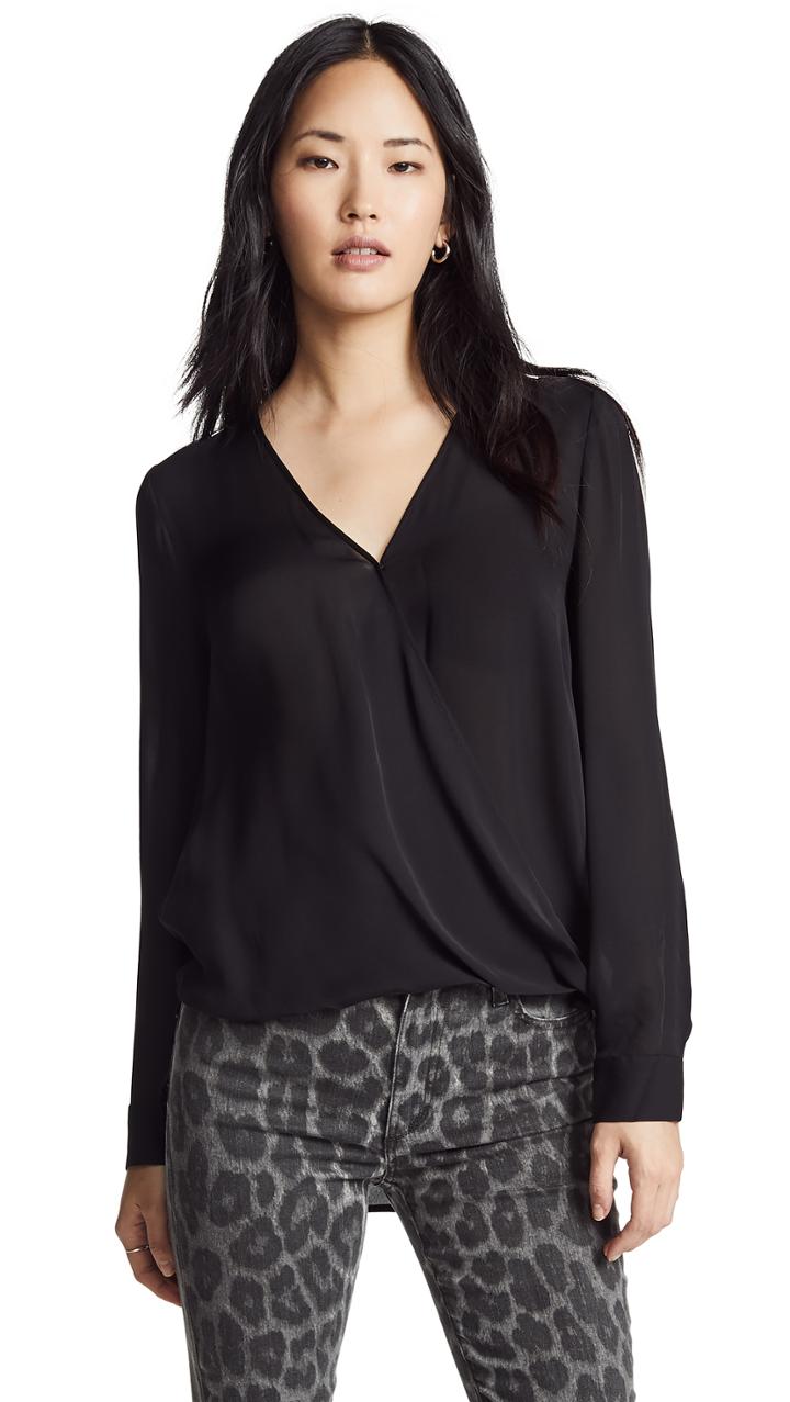 L Agence Kyla Draped Silk Blouse