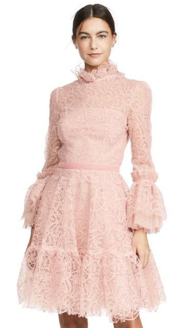 Costarellos Ruffled Lace Dress