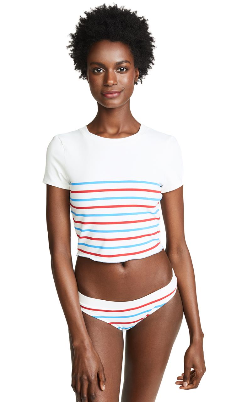 Solid Striped Meghan Swim Top