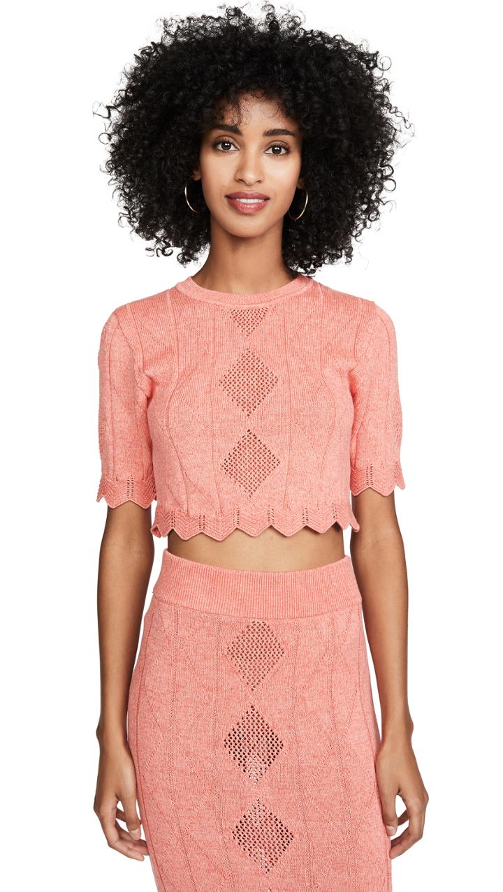 Victor Glemaud Pointelle Short Sleeve Top