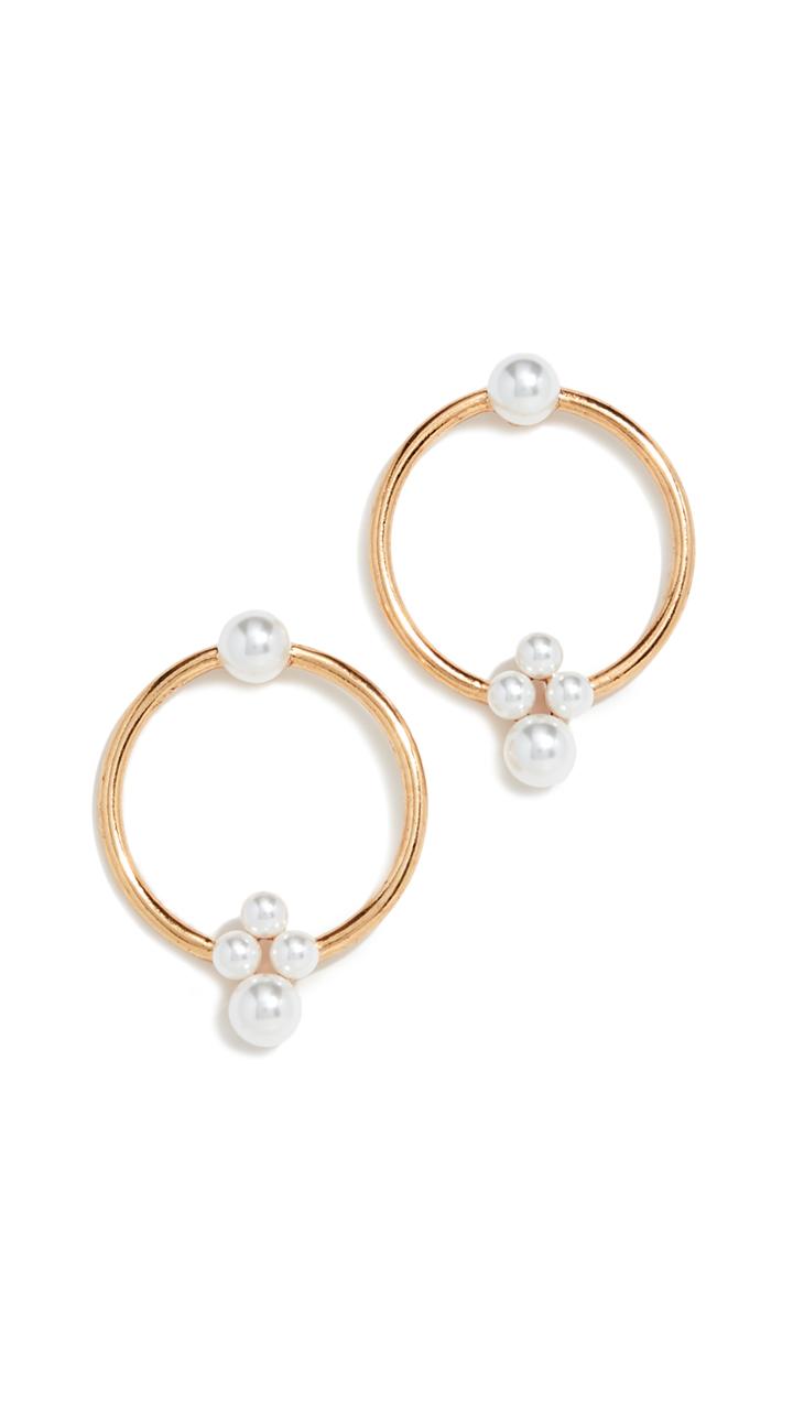 Oscar De La Renta Imitation Pearl Hoop Earrings
