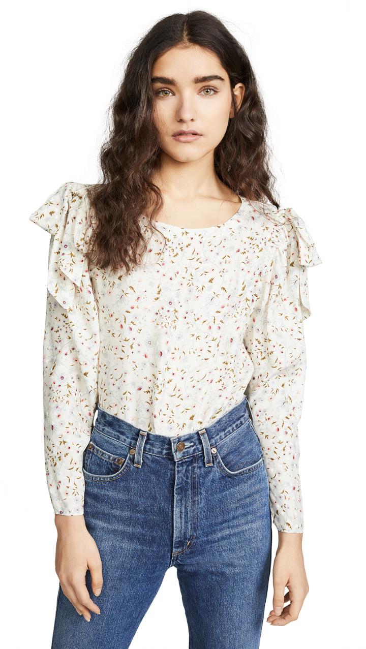 Rebecca Taylor Vivianna Vine Silk Tie Top