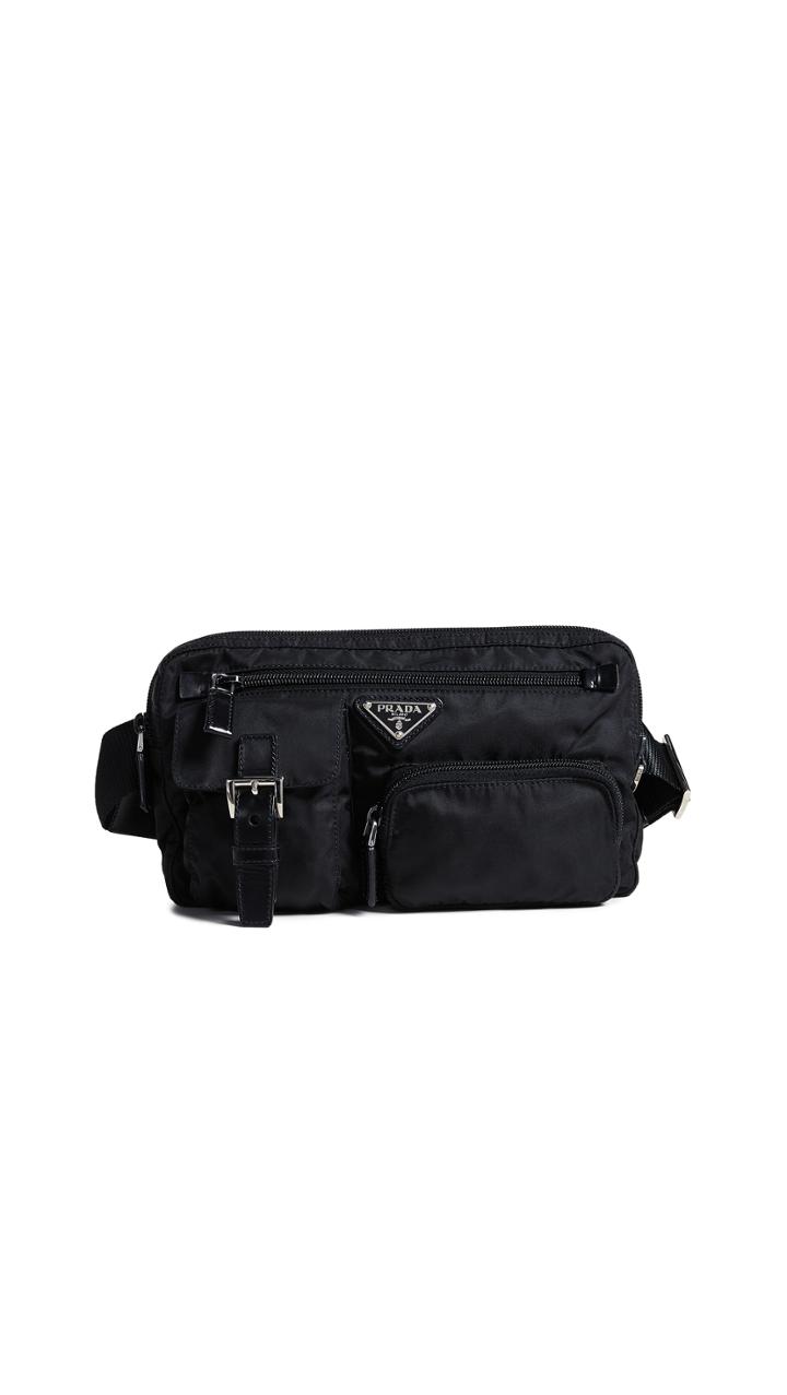 What Goes Around Comes Around Prada Black Nylon Waist Pouch