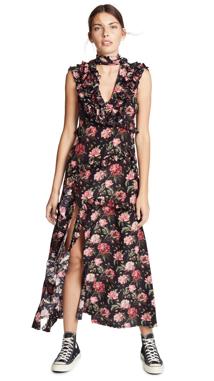 R13 Ruffle Slit Dress