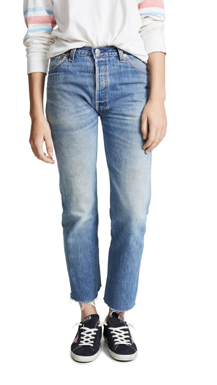 Re Done High Rise Stove Pipe Jeans