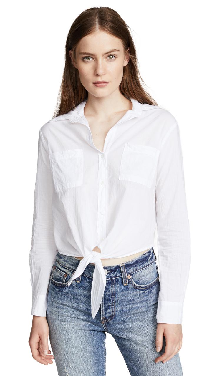 Enza Costa L S Front Tie Shirt