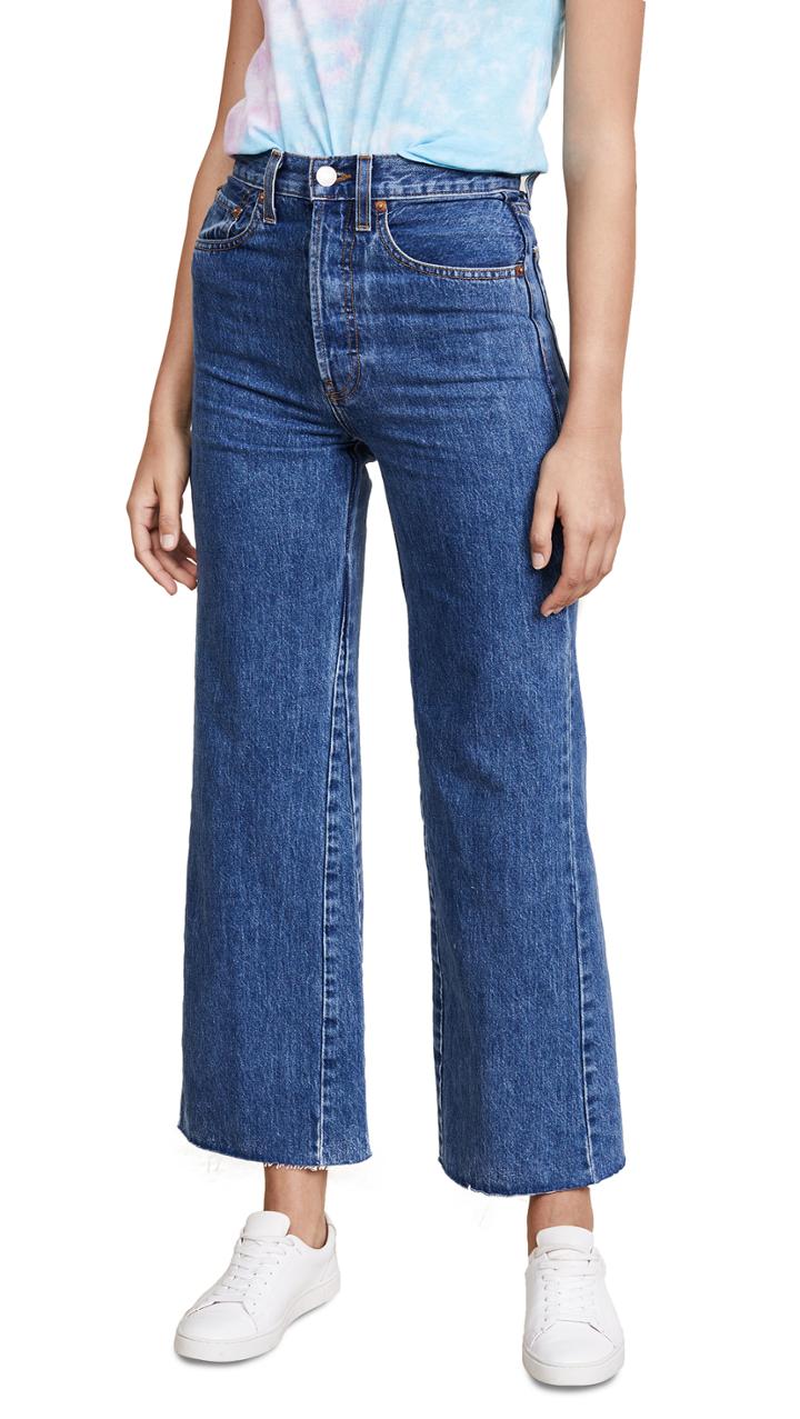 Re Done Wide Leg Cropped Jeans