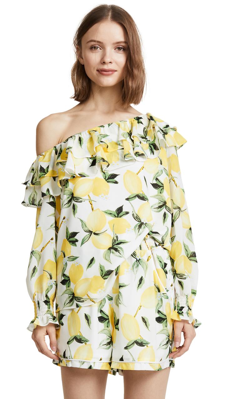 Ella Moon One Shoulder Ruffle Blouse