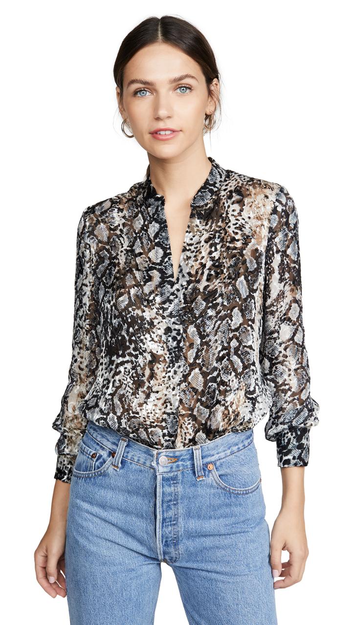 Alice Olivia Amos Mock Neck Side Slit Tunic