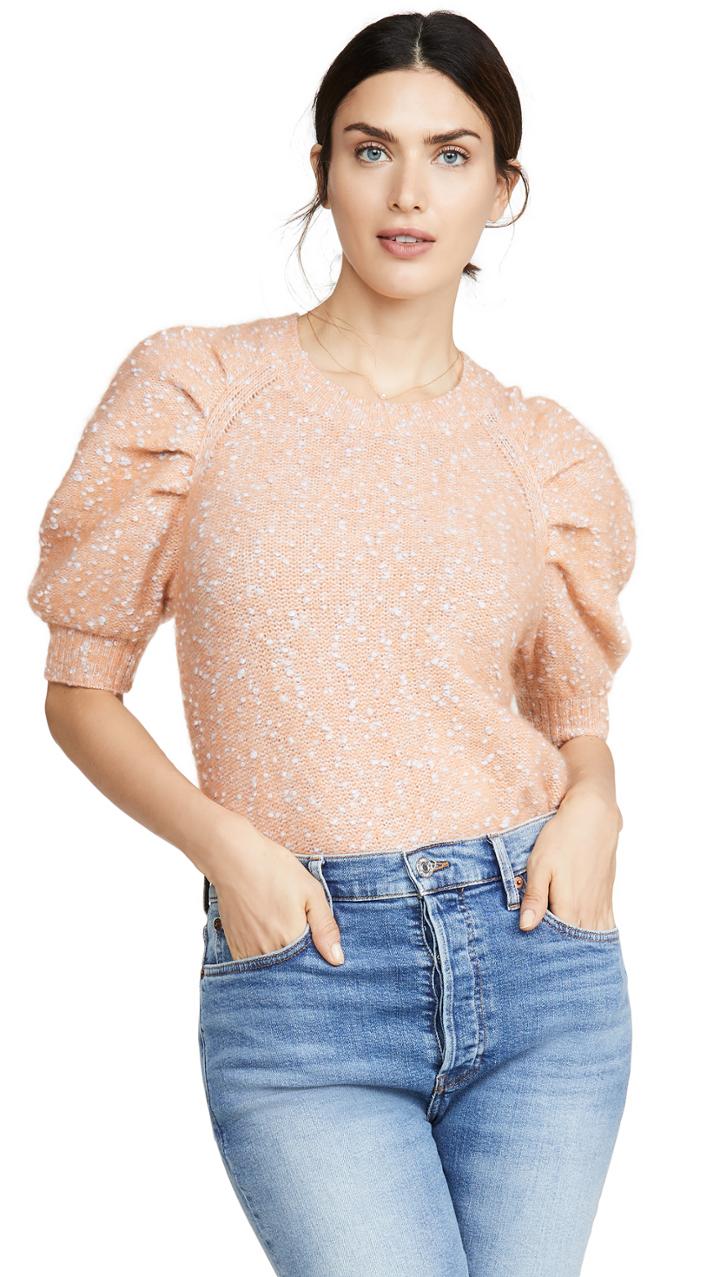 Rebecca Taylor Short Sleeve Optic Tweed Pullover