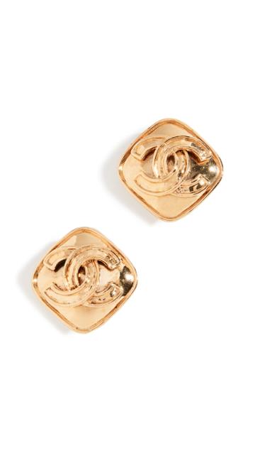 What Goes Around Comes Around Chanel Rectangle Clip On Earrings