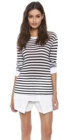 T By Alexander Wang Striped Rayon Linen Tee