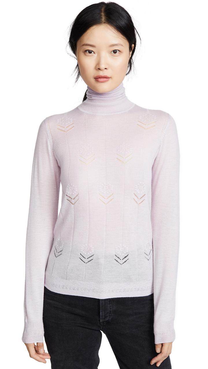 Adam Lippes Cashmere Turtleneck With Flowers