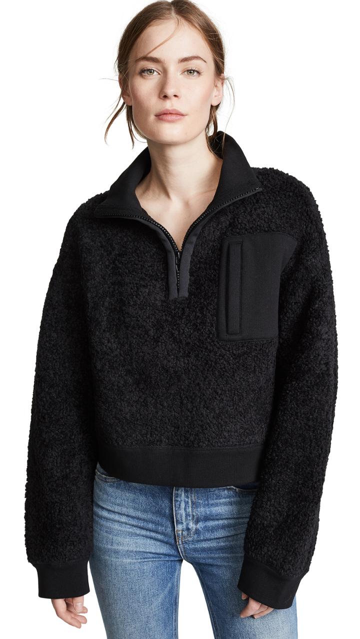Alexanderwang T Fleece Half Zip Turtleneck