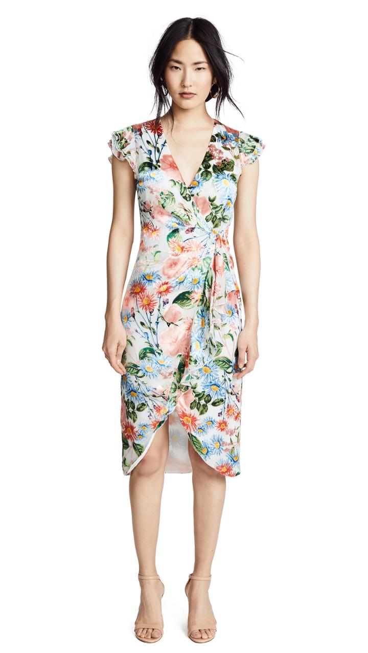 Alice Olivia Garnet Flutter Sleeve Dress