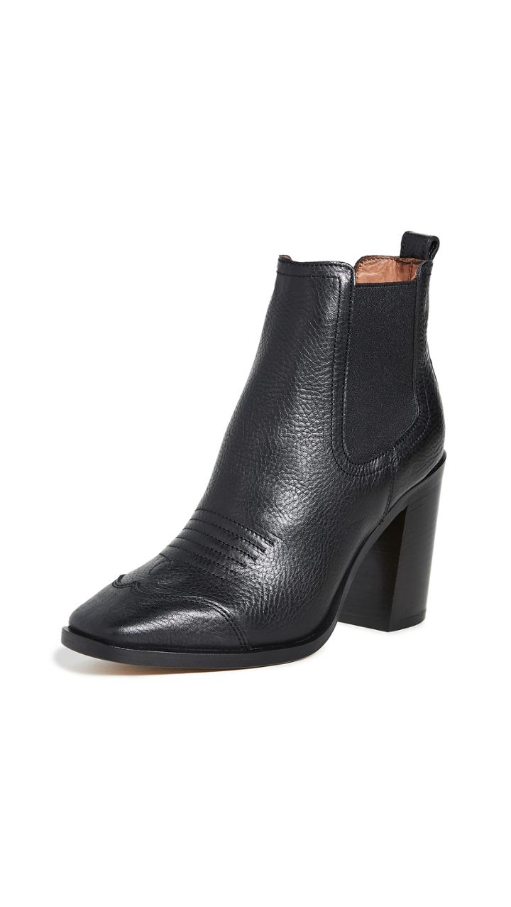 Off White High Heel Cowboy Booties