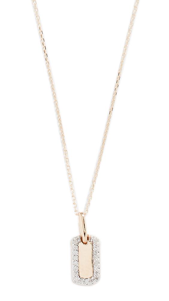 Adina Reyter 14k Diamond Tiny Pave Dog Tag Necklace