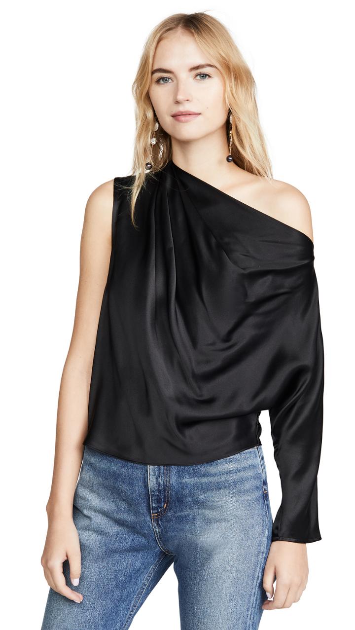 Michelle Mason One Sleeve Draped Top