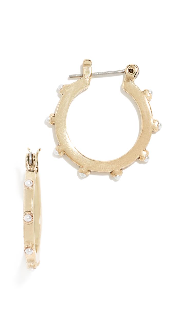 Luv Aj Mini Bezel Cultured Pearl Hoop Earrings