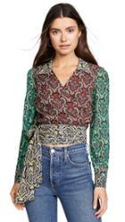Alice Olivia Omega Blouson Sleeve Wrap Top