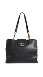 What Goes Around Comes Around Chanel Black Vinyl 3cc Large Tote